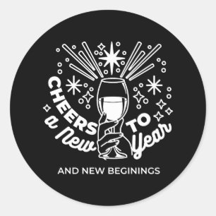 Feiern Neuer Anfang Weinglas Illustration Runder Aufkleber