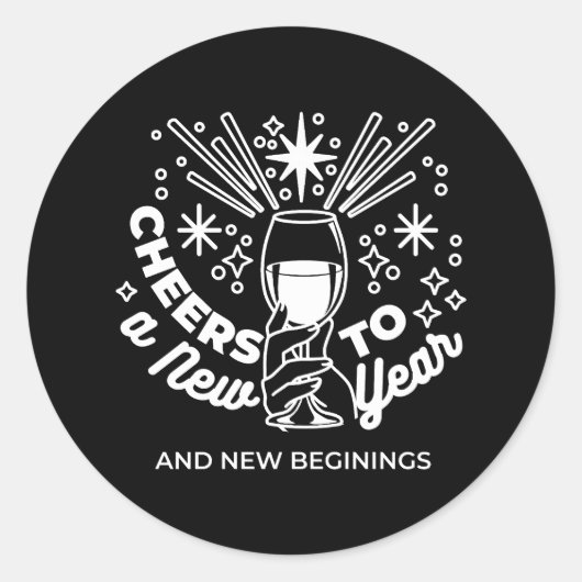 Feiern Neuer Anfang Weinglas Illustration Runder Aufkleber (Vorderseite)