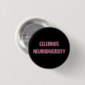 Feiern Neuroversity Rosa und Schwarz Button (Vorne & Hinten)