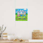 Feiern Osterfarbene Bunnies Poster (Küche)