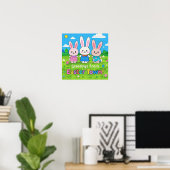 Feiern Osterfarbene Bunnies Poster (Heimbüro)
