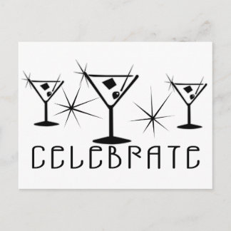 Feiern - Retro Martinis - Schwarz & Weiß Postkarte