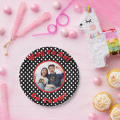 Feiern Schwarz/Weiß Polka Dots Red Trim Pappteller (Party)