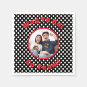 Feiern Schwarz/Weiß Polka Dots Red Trim Serviette (Vorderseite)