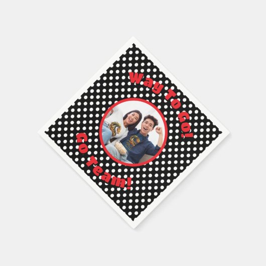 Feiern Schwarz/Weiß Polka Dots Red Trim Serviette (Ecke)