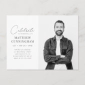 Feiern seines wunderbaren Lebens Modernes, einfach Einladungspostkarte (Vorderseite)