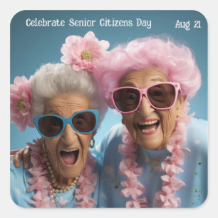 Feiern Senior Citizens Day Quadratischer Aufkleber