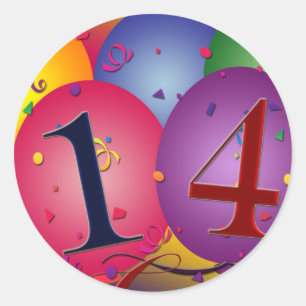 Feiern Sie 14. Geburtstag Runder Aufkleber