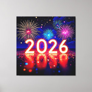 Feiern Sie 2026: Design für einen hellen Zukunftsf Leinwanddruck