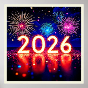 Feiern Sie 2026: Helle Zukunft Funken Design  Poster