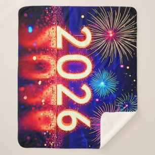 Feiern Sie 2026: Helle Zukunft Funken Design Sherpadecke