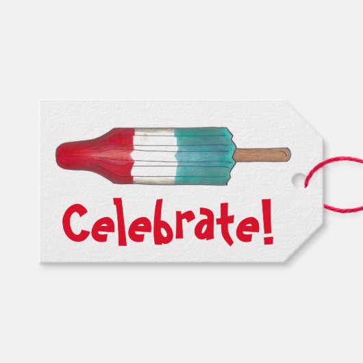 Feiern Sie! 4. Juli Patriotic Rocket Pop Popsicle Geschenkanhänger (Vorderseite (Horizontal))