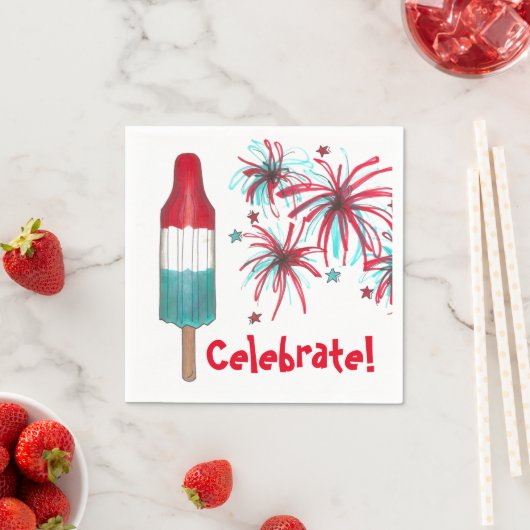 Feiern Sie! 4. Juli Patriotic Rocket Pop Popsicle Serviette (Beispiel)
