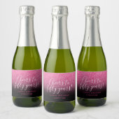 Feiern Sie 50 Jahre Hot Pink & Black Sparkle Schaumweinetikett (Flaschen)