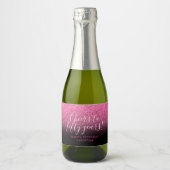 Feiern Sie 50 Jahre Hot Pink & Black Sparkle Schaumweinetikett (Vorderseite)