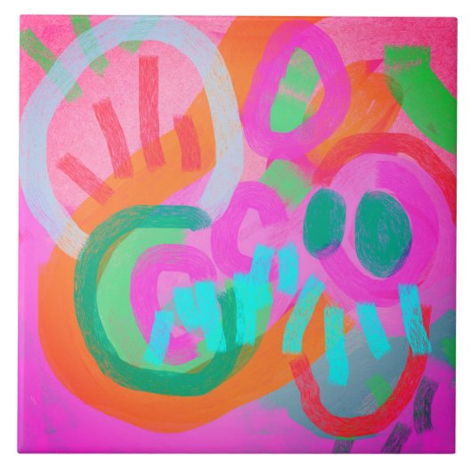 Feiern Sie Abstrakte digitale Malerei Fliese (Vorderseite)