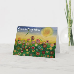 Feiern Sie abstrakte Mohnblüten auf dem Feld Dankeskarte
