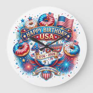 Feiern Sie Amerikas 250. Geburtstag mit Donut Große Wanduhr