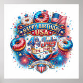 Feiern Sie Amerikas 250. Geburtstag mit Donut Poster (Vorne)