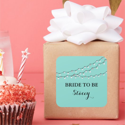 Feiern Sie Aquamarine Blaue Brille zu zwinkle Part Quadratischer Aufkleber (Party)