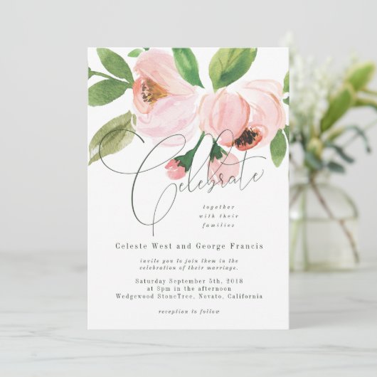 Feiern Sie Aquarell. Einladung (Stehend Vorderseite)