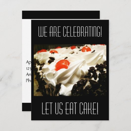 Feiern Sie! Birthday Party Schwarzwald Kuchen Einladung (Vorne/Hinten)