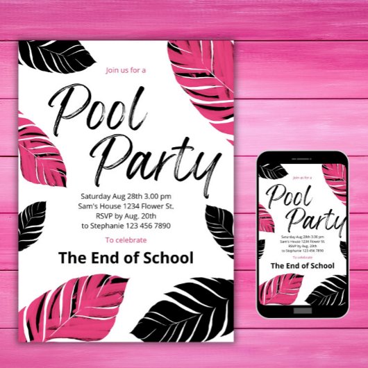 Feiern Sie das Ende des School Pool Party Einladung