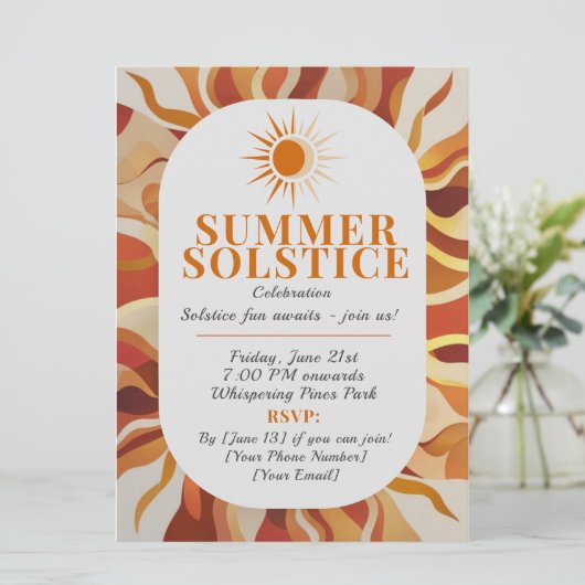 Feiern Sie das Licht! Summer Solstice Ansammlung Einladung (Stehend Vorderseite)