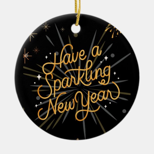 Feiern Sie das neue Jahr: Lass's Celebrate Togethe Keramik Ornament (Vorne)