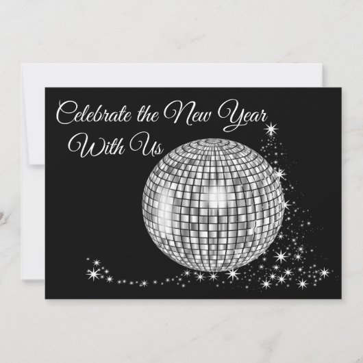Feiern Sie das neue Jahr mit dem Funkelnd Diskothe Einladung (Vorderseite)