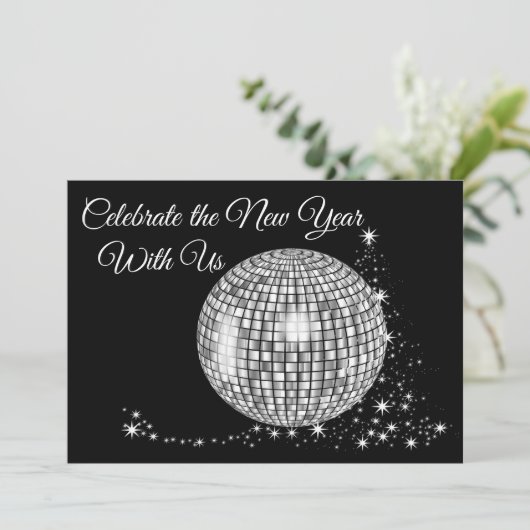 Feiern Sie das neue Jahr mit dem Funkelnd Diskothe Einladung (Stehend Vorderseite)