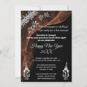 Feiern Sie das neue Jahr Schwarz & Silberer Champa Einladung (Vorderseite)