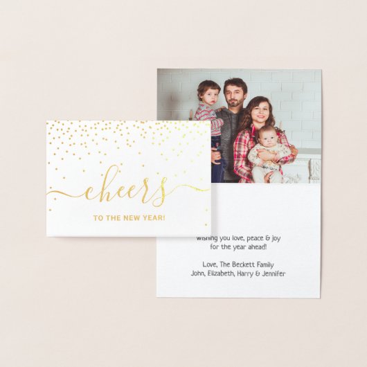 Feiern Sie das neue Jahr! Trendy Typografy Foto Folienkarte (Anzeige)