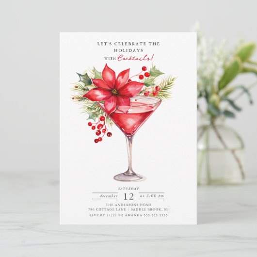 Feiern Sie das Weihnachts-Cocktail-Party Einladung (Stehend Vorderseite)