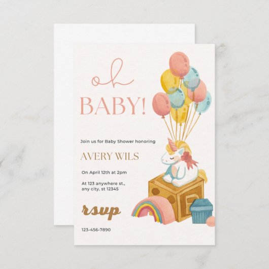 Feiern Sie das Wunder des neuen Lebens mit Babydus Einladung (Vorne/Hinten)