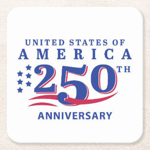 Feiern Sie den 250. Jahrestag des 4. Juli Amerika Rechteckiger Pappuntersetzer