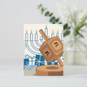 Feiern Sie den Geist von Hanukkah Dreidel Postkarte (Stehend Vorderseite)