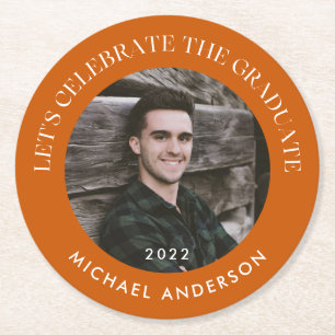 Feiern Sie den Graduate Burnt Orange Abschluss Runder Pappuntersetzer