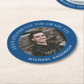 Feiern Sie den Graduate Modern Blue Abschluss Runder Pappuntersetzer (Angewinkelt)