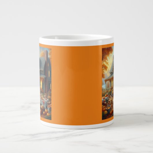 Feiern Sie den Herbstschwung mit gemütlichem Charm Jumbo-Tasse (Vorderseite)