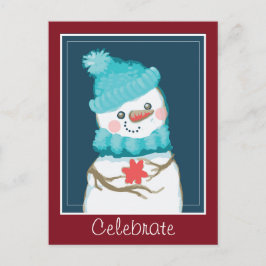 Feiern Sie den Holidays Snowman in Top Hat Postkarte