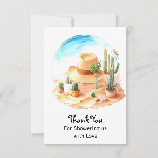 Feiern Sie den kleinen Cowboy: Western Baby Shower Dankeskarte (Vorderseite)