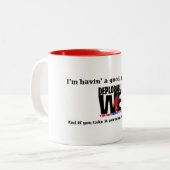 Feiern Sie den Sieg jeden Morgen! Zweifarbige Tasse (Vorderseite Links)