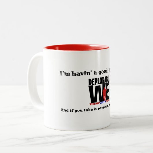 Feiern Sie den Sieg jeden Morgen! Zweifarbige Tasse (Vorderseite Links)