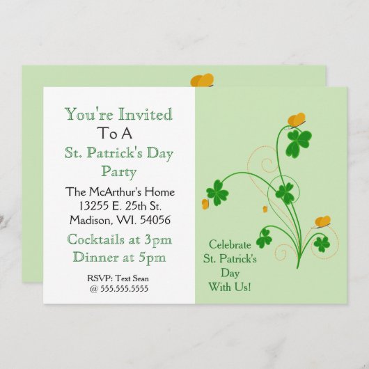 Feiern Sie den St. Patrick's Day mit uns!" Feier Einladung (Vorne/Hinten)