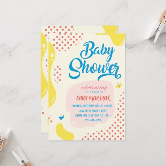 Feiern Sie die Ankunft Ihres kleinen Wunders! Einladung (Vorderseite/Rückseite Beispiel)