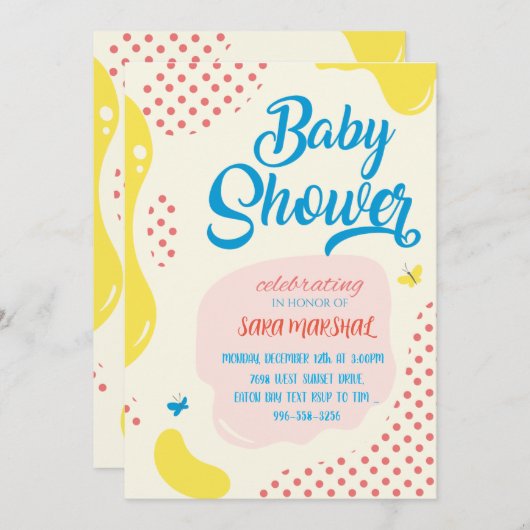 Feiern Sie die Ankunft Ihres kleinen Wunders! Einladung (Vorne/Hinten)