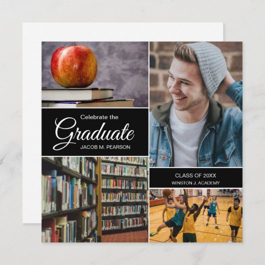 Feiern Sie die Collage des Graduate Foto von Male Ankündigung (Vorne/Hinten)