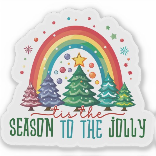 Feiern Sie die Jahreszeit mit farbenfroher Weihnac Aufkleber (Vorderseite)