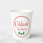 Feiern Sie die Jahreszeit| Rot und Weiß Pappbecher (Rückseite)